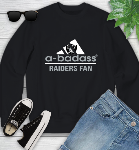 NFL A Badass Oakland Raiders Fan Adidas Football Sports Youth Sweatshirt