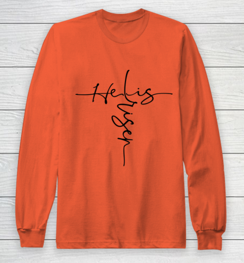 Easter He is Risen Cross Christian Long Sleeve T-Shirt 3