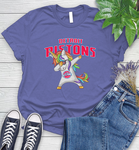 Detroit Pistons NBA Basketball Funny Unicorn Dabbing Sports Women's T-Shirt 11