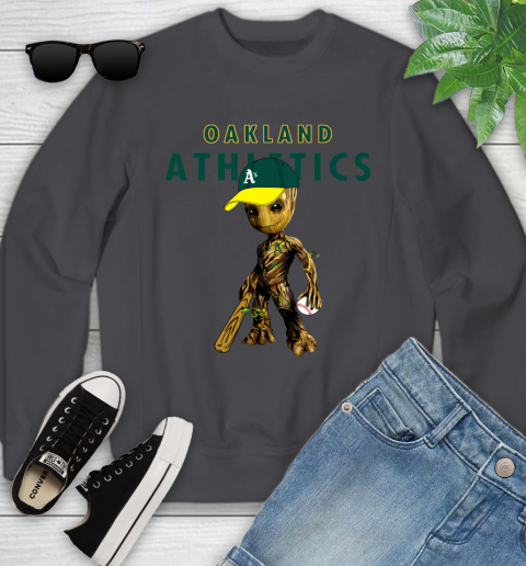 MLB Oakland Athletics Groot Guardians Of The Galaxy Baseball Youth Sweatshirt 6