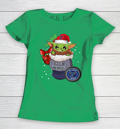 St.Louis Blues Christmas Baby Yoda Star Wars Funny Happy NHL Women's T-Shirt
