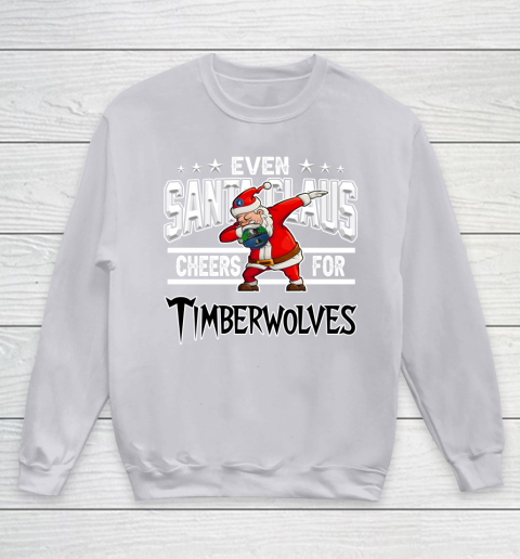 Minnesota Timberwolves Even Santa Claus Cheers For Christmas NBA Youth Sweatshirt 3