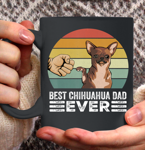 Father gift shirt Vintage Retro Best Chihuahua Dad Ever Dog Lover Gift T Shirt Ceramic Mug 11oz