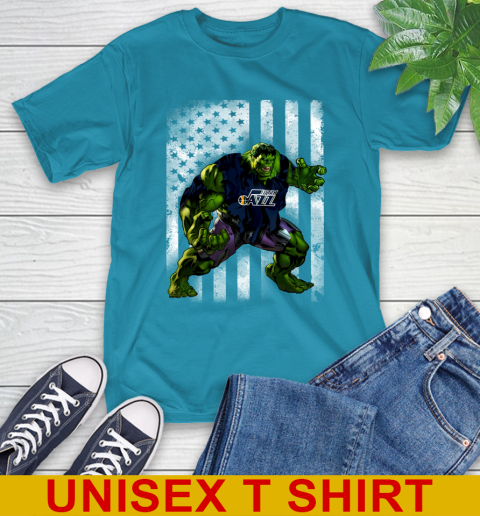 Utah Jazz Hulk Marvel Avengers NBA Basketball American Flag T-Shirt 9