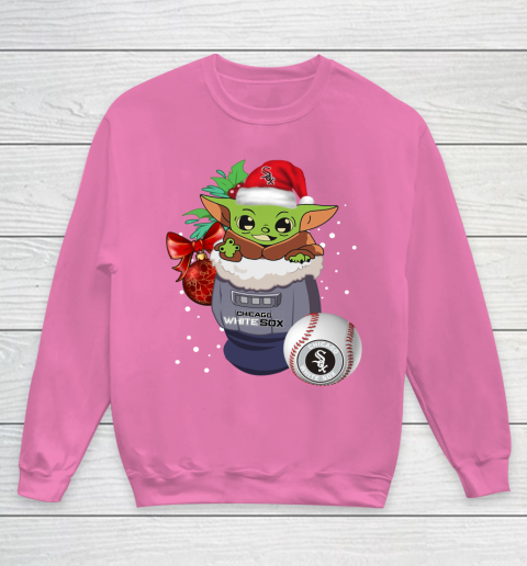 Chicago White Sox Christmas Baby Yoda Star Wars Funny Happy MLB Youth Sweatshirt 7