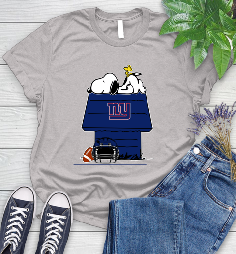 New York Giants NFL Football Snoopy Woodstock The Peanuts Movie Women's T-Shirt 10