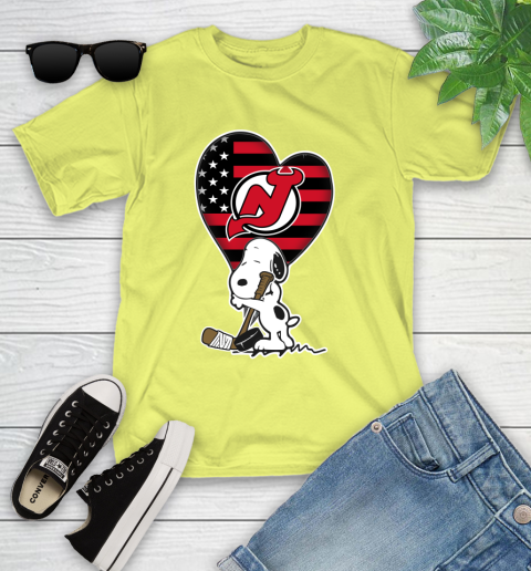 New Jersey Devils NHL Hockey The Peanuts Movie Adorable Snoopy Youth T-Shirt 8