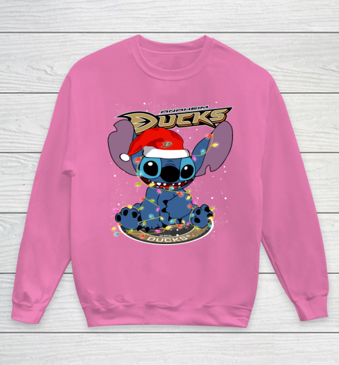 Anaheim Ducks NHL Hockey noel stitch Christmas Youth Sweatshirt 3