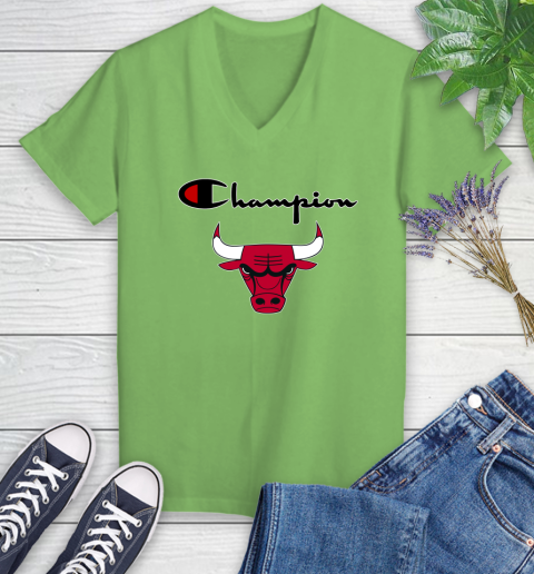 NBA Basketball Chicago Bulls Champion Shirt Women's V-Neck T-Shirt 7