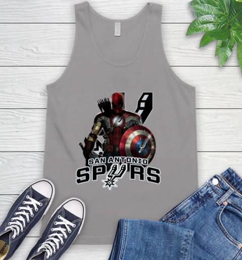 San Antonio Spurs NBA Basketball Captain America Thor Spider Man Hawkeye Avengers Tank Top 4