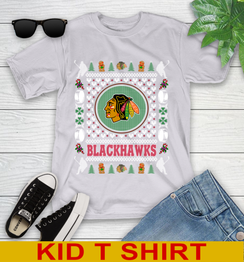 Chicago Blackhawks Merry Christmas NHL Hockey Loyal Fan Youth T-Shirt 4