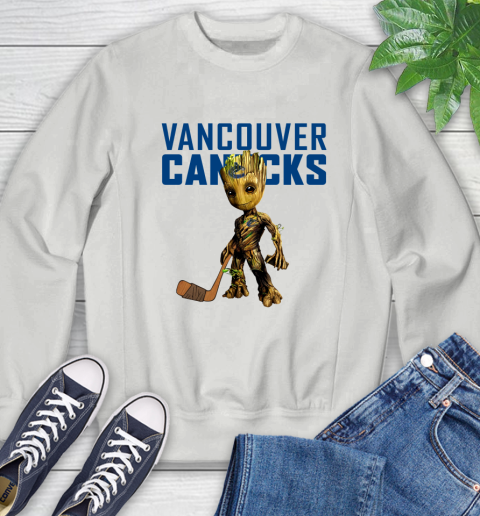 Vancouver Canucks NHL Hockey Groot Marvel Guardians Of The Galaxy Sweatshirt 5