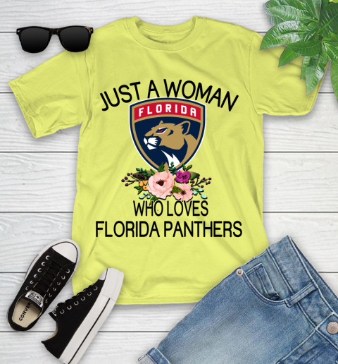 NHL Just A Woman Who Loves Florida Panthers Hockey Sports Youth T-Shirt 5