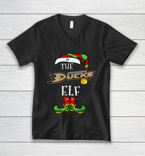 Anaheim Ducks Christmas ELF Funny NHL V-Neck T-Shirt
