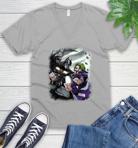 Vegas Golden Knights NHL Hockey Batman Fighting Joker DC Comics V-Neck T-Shirt - Image 5