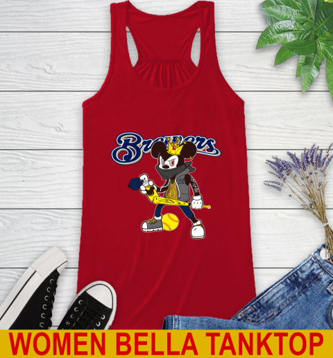 Milwaukee Brewers MLB Baseball Mickey Peace Sign Sports Racerback Tank 6