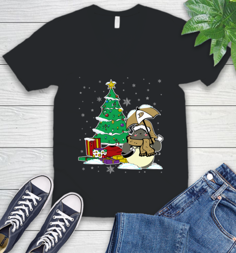 Anaheim Ducks NHL Hockey Cute Tonari No Totoro Christmas Sports V-Neck T-Shirt