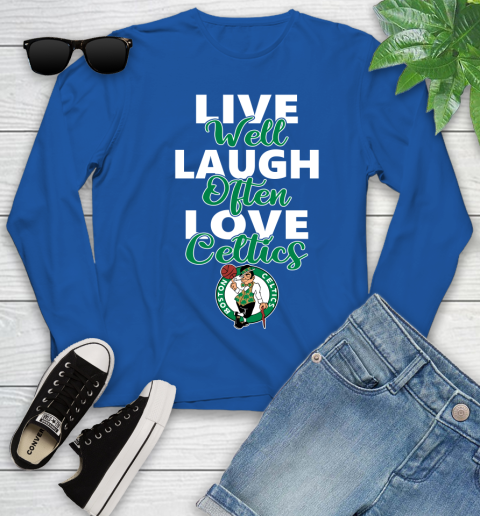 NBA Basketball Boston Celtics Live Well Laugh Often Love Shirt Youth Long Sleeve 9