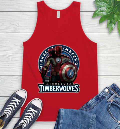 Minnesota Timberwolves NBA Basketball Captain America Thor Spider Man Hawkeye Avengers Tank Top 6