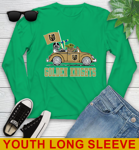 NHL Hockey Vegas Golden Knights Darth Vader Baby Yoda Driving Star Wars Shirt Youth Long Sleeve 7