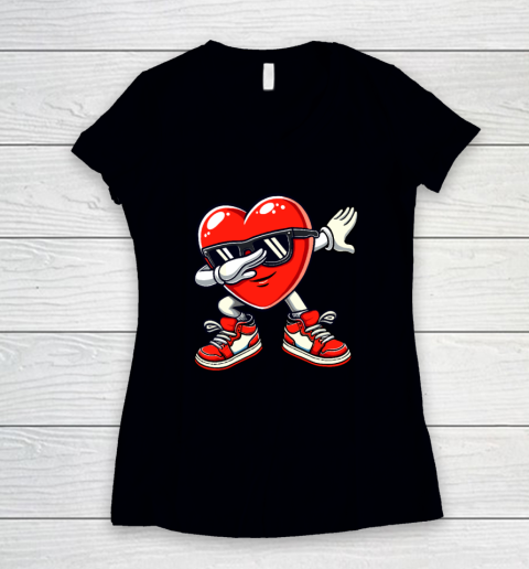 Dabbing Heart Funny Gifts Valentines Day Women's V-Neck T-Shirt