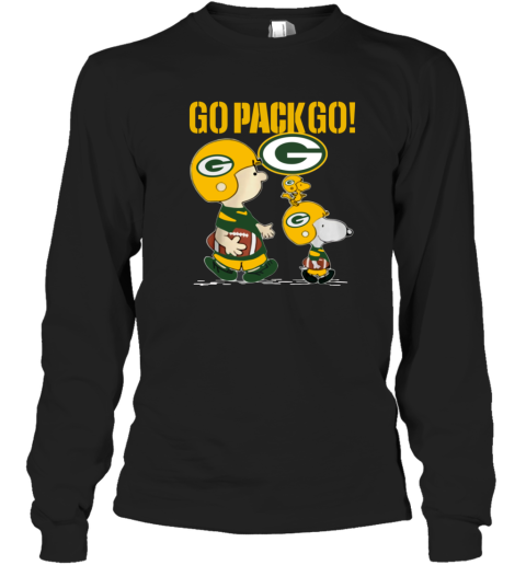 Snoopy And Charlie Brown Go Pack Go Green Bay Packer Shirt Long Sleeve