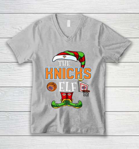 New York Knicks Christmas ELF Funny NBA V-Neck T-Shirt 3