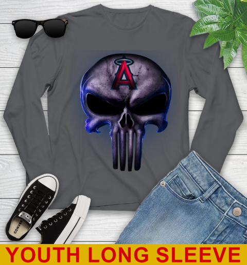 Los Angeles Angels MLB Baseball Punisher Skull Sports Youth Long Sleeve 9
