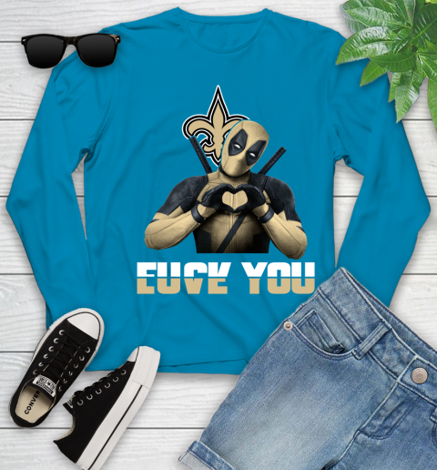 NHL New Orleans Saints Deadpool Love You Fuck You Football Sports Youth Long Sleeve 8