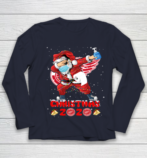 Detroit Red Wings Funny Santa Claus Dabbing Christmas 2020 NHL Youth Long Sleeve 2