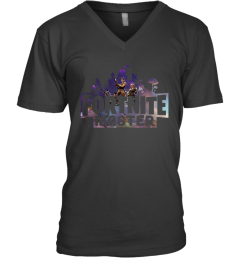 oool fortnite master for pro gamers shirts v neck unisex 8 front black