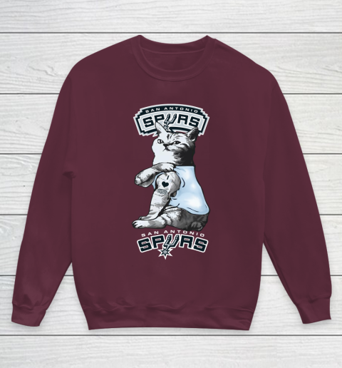 NBA Basketball My Cat Loves San Antonio Spurs Youth Sweatshirt 4