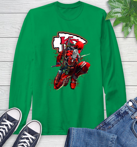 NFL Deadpool Marvel Comics Sports Football Kansas City Chiefs Long Sleeve T-Shirt 7
