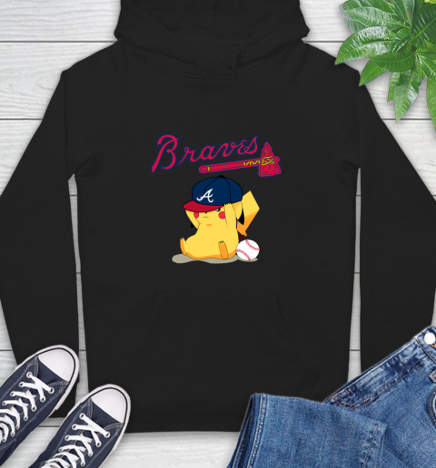 MLB Pikachu Baseball Sports Atlanta Braves Hoodie 3 MLB Pikachu Baseball Sports Atlanta Braves Hoodie - Image 3