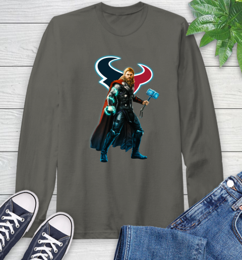 NFL Thor Avengers Endgame Football Houston Texans Long Sleeve T-Shirt 8