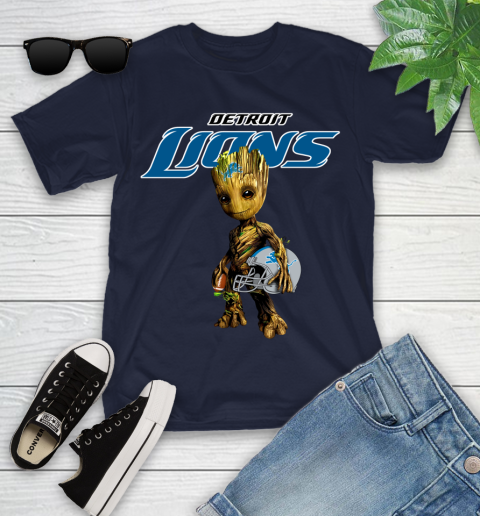 Detroit Lions NFL Football Groot Marvel Guardians Of The Galaxy Youth T-Shirt 3