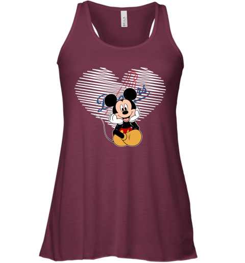 MLB Los Angeles Dodgers The Heart Mickey Mouse Disney Baseball T Shirt_000  Women's T-Shirt