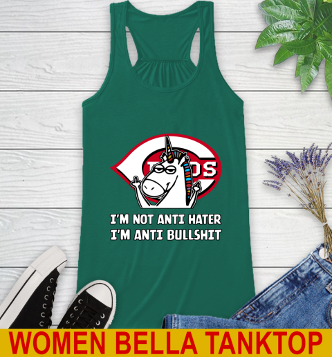 Cincinnati Reds MLB Baseball Unicorn I'm Not Anti Hater I'm Anti Bullshit Racerback Tank 7