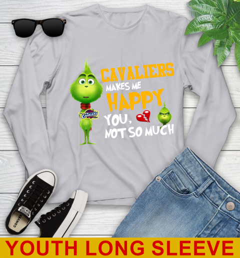 NBA Cleveland Cavaliers Makes Me Happy You Not So Much Grinch Basketball Sports Youth Long Sleeve 5