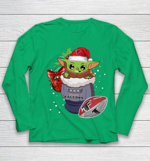 Atlanta Falcons Christmas Baby Yoda Star Wars Funny Happy NFL Youth Long Sleeve 6