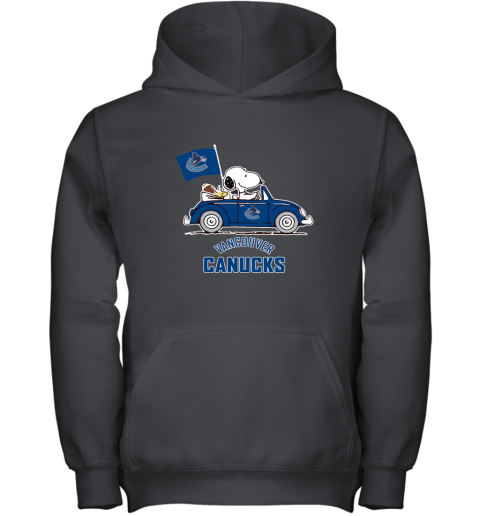 Snoopy And Woodstock Ride The Vaucouver Canucks Car NHL Youth Hoodie