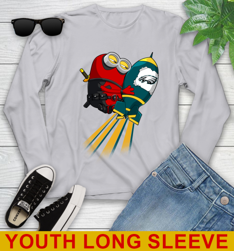 NFL Football Philadelphia Eagles Deadpool Minion Marvel Shirt Youth Long Sleeve 5