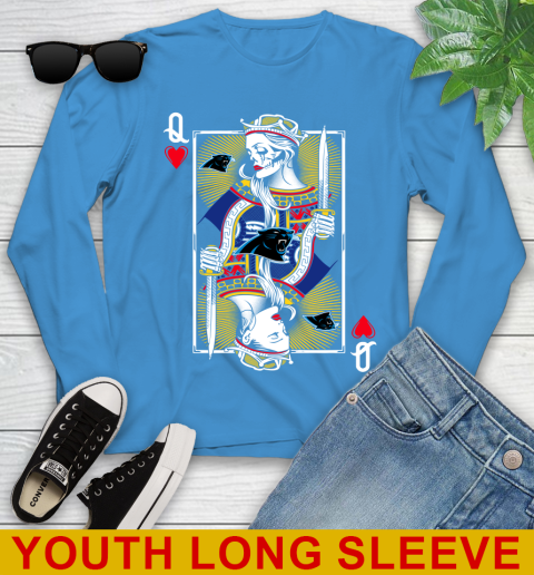 NFL Football Carolina Panthers The Queen Of Hearts Card Shirt Youth Long Sleeve 8