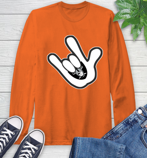 Oakland Raiders NFL Football Mickey Rock Hand Disney Long Sleeve T-Shirt 5
