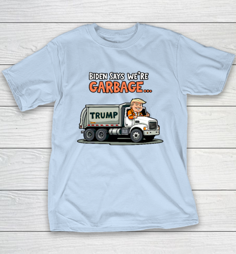 Donald Trump Rides In Garbage Truck Youth T-Shirt 5