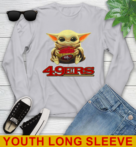 NFL Football San Francisco 49ers Baby Yoda Star Wars Shirt Youth Long Sleeve 6