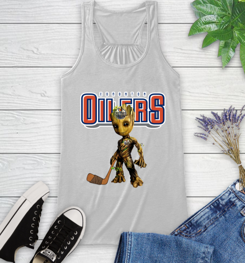 Edmonton Oilers NHL Hockey Groot Marvel Guardians Of The Galaxy Racerback Tank