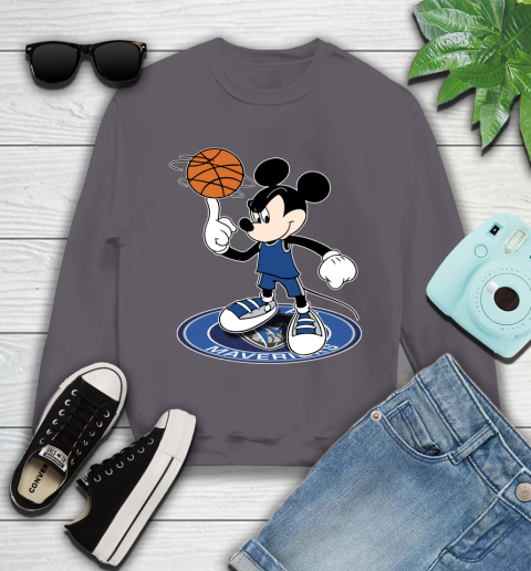 NBA Basketball Dallas Mavericks Cheerful Mickey Disney Shirt Youth Sweatshirt 5