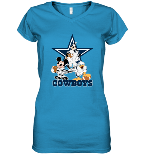 Mickey Donald Goofy The Three Dallas Cowboys Football Women's V-Neck T-Shirt