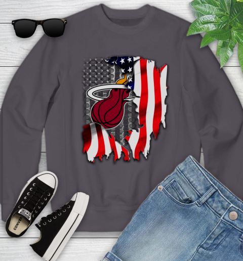 Miami Heat NBA Basketball American Flag Youth Sweatshirt 5